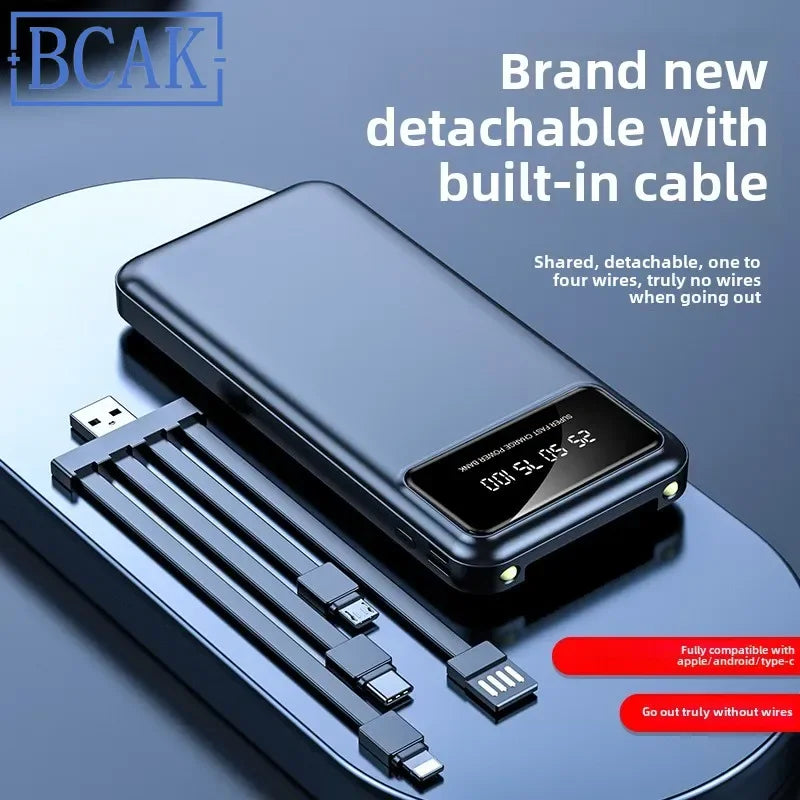 Ultra-Compact 20000mAh BCAK Power Bank – Self-Contained Cable and Fast Charging