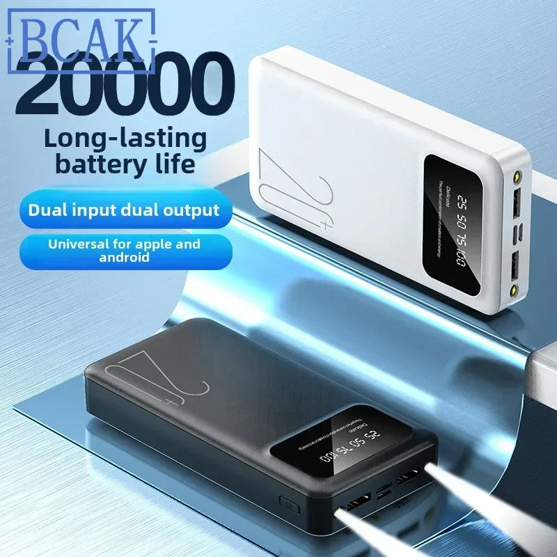 Ultra-Compact 20000mAh BCAK Power Bank – Self-Contained Cable and Fast Charging