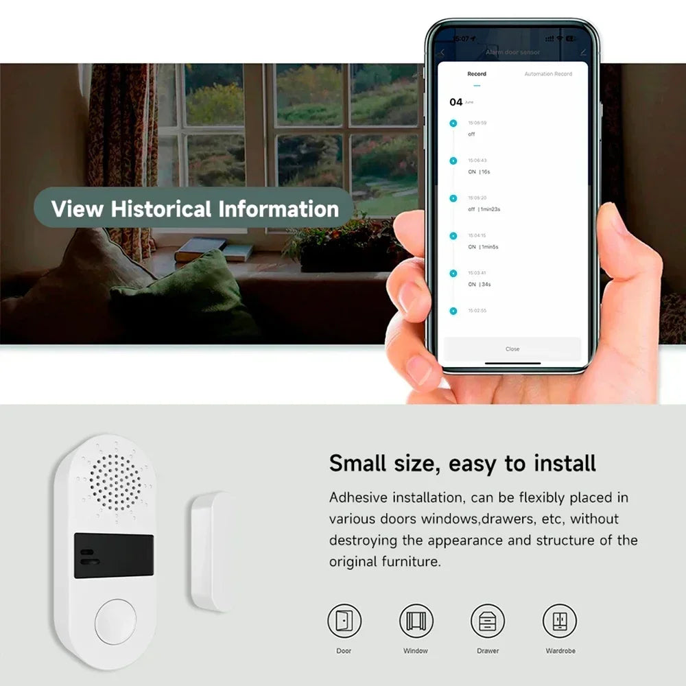 Tuya WiFi Door & Window Sensor Alarm – Smart Home Security