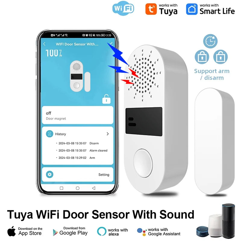 Tuya WiFi Door & Window Sensor Alarm – Smart Home Security
