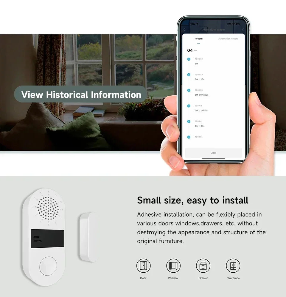 Tuya WiFi Door & Window Sensor Alarm – Smart Home Security