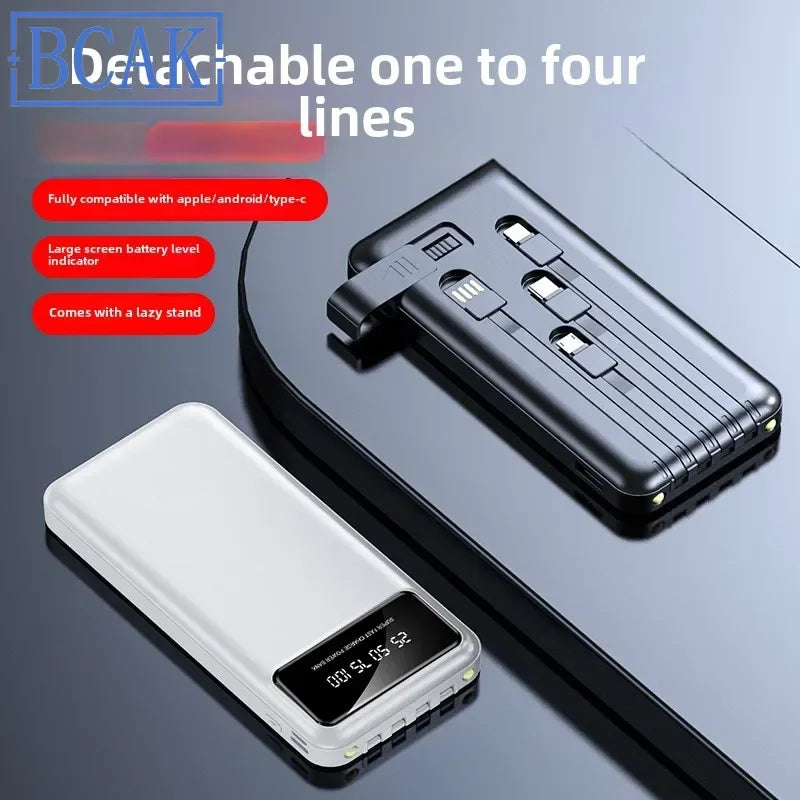 Ultra-Compact 20000mAh BCAK Power Bank – Self-Contained Cable and Fast Charging